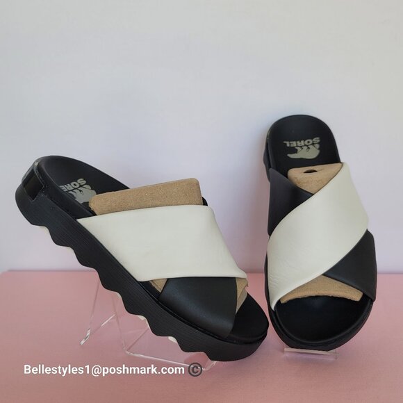 SOREL Viibe Criss-Cross Platform Smooth Leather Women's Slide- Size 8.5 ⭐ - Picture 9 of 16